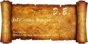 Décsei Barna névjegykártya