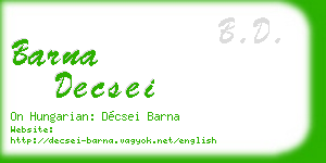 barna decsei business card