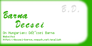 barna decsei business card